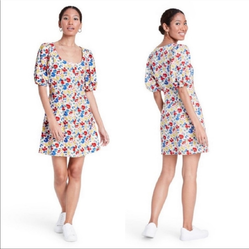 Rixo Target Collab linen mini  floral Dress Size 2 6 8